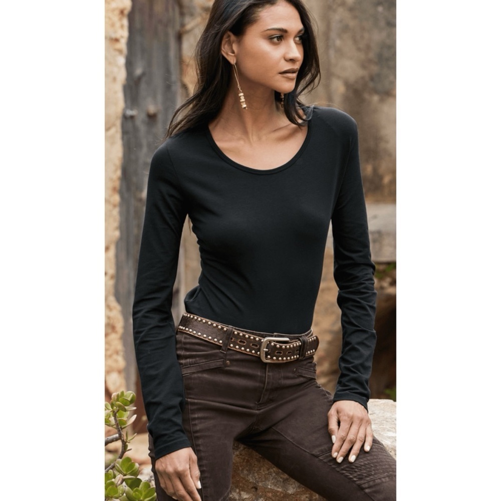 Peruvian Connection Layering Tee Long Sleeves Pima Cotton Lycra T-shirt Top S - Picture 9 of 9
